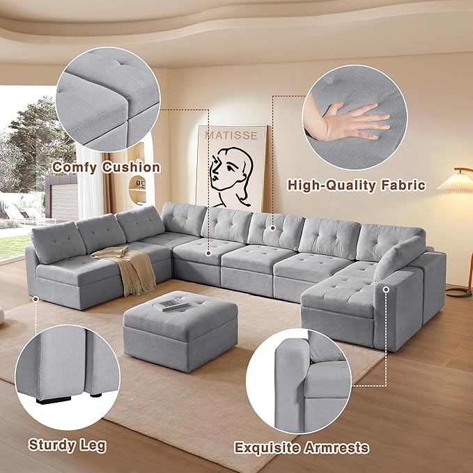 ORRD Single Seat Module for Modular Sectional Sofa Couch, Modular Sofa Middle Module with Storage Accent Armless Chair for Modular Sectional Sofa Couch