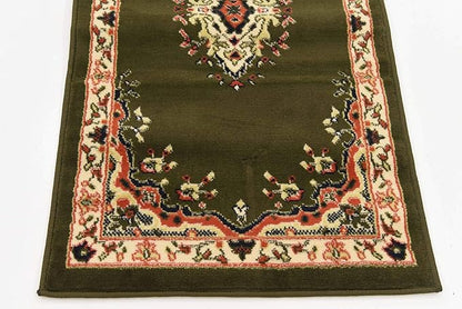 Unique Loom Reza Collection Traditional Persian Style Area Rug, 2 ft 2 in x 8 ft 2 in, Olive/Ivory