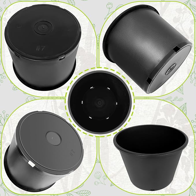 7 Gallon Nursery Pots Plastic Container Injection Molded Pot for Plants Flexible with Drainage Holes Suitable for Plants Soil Growers or Hydroponics Black 10 Pcs