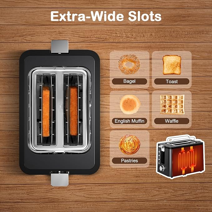 Mecity Toaster 2 Slice Stainless Steel Body, Cancel Functions, Warming Rack