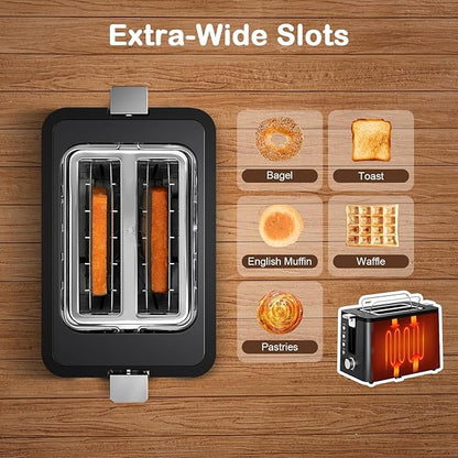 Mecity Toaster 2 Slice Stainless Steel Body, Cancel Functions, Warming Rack