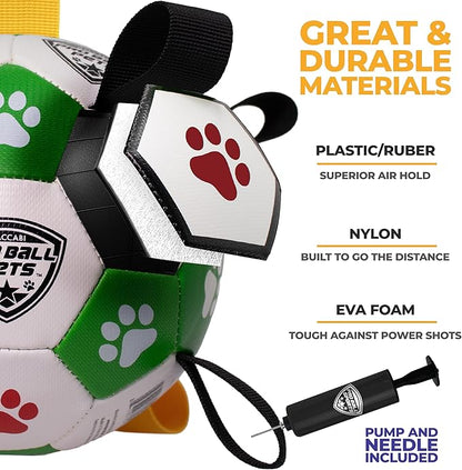ProBall Pets Interactive Dog Soccer Ball with Grab Tabs - Floats on Water, Fetch & Training Toy for Small Medium Dogs, Herding Breeds - Waterproof Non-Toxic - 6" Green Red