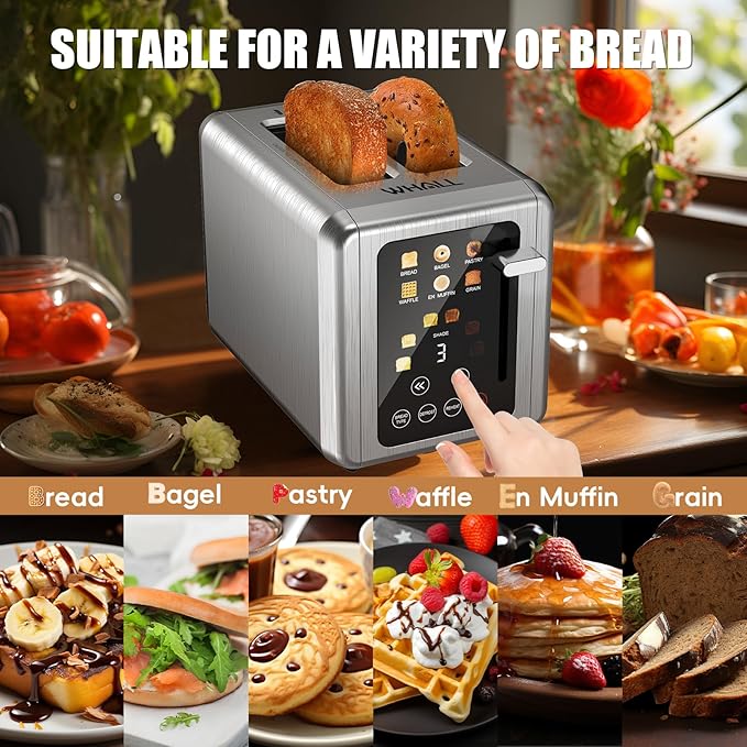 WHALL Touch Screen Toaster 2 Slice, Smart Digital Toaster