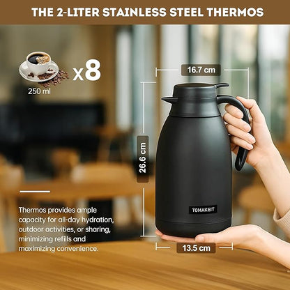 Thermal Coffee Carafe 2L/68 Oz Double-Wall Vacuum 304 Stainless Steel Insulated
