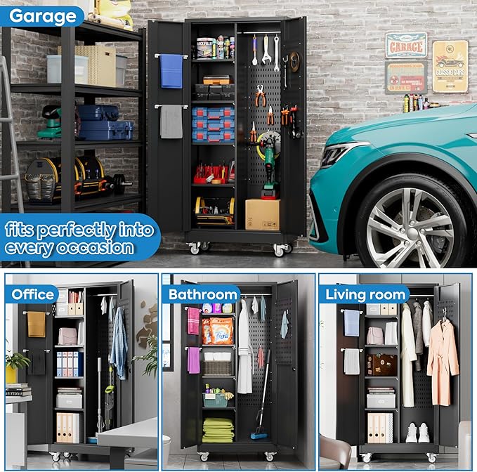 SUXXAN Broom Closet Storage Cabinet