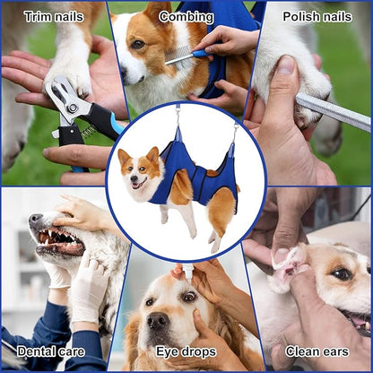 Dog Grooming Hammock XL Size Hanging Harness for Nail Clipping/Trimming, Dog Hammock for Nail Trim with Clipper, Groomin Sling Holder Hanger Wide Strap Sewed