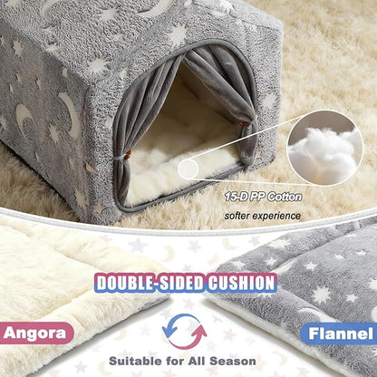 Indoor Dog House, Soft Warm Glow Dog Cave for Small & Medium Dogs | Warm Plush Dog Cave Bed with Sturdy Frame, Machine Washable, Non-slip, for Indoor Dogs and Cats