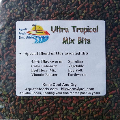 Aquatic Foods Inc. Ultra 8 Type 1/8" x 5/16" Sinking Tropical Mix Bits, Shrimp, Snails, Discus, Cichlids, Pelcos, Cories, All Community Tropical Fish…1/4-lb