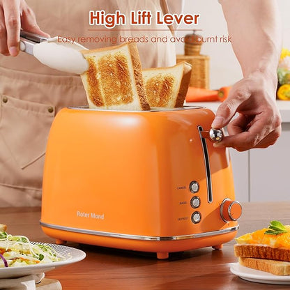 Roter Mond 2 Slice Toaster Retro Stainless Steel