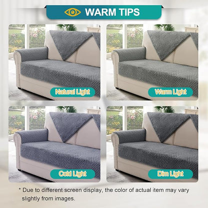 Turquoize Waterproof Couch Cover for Dogs Fuzzy Pet Couch Covers for Sofa Thick Dog Bed Cover Non-Slip Sofa Covers for 3 Cushion Couch Protector Slipcover Pet Friendly (Grey, 36" x 72")