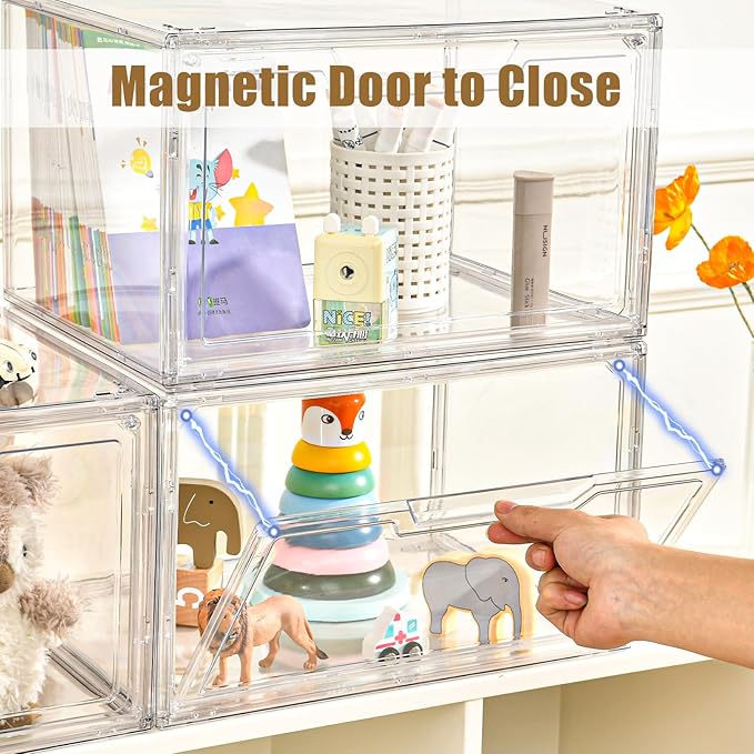 5 Pack Clear Stackable Shoe Organizer Box