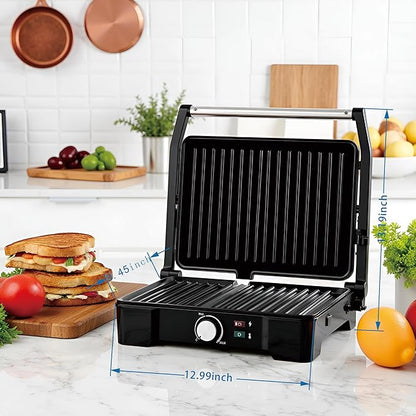 Panini Press, Sandwich Press Grill, 180 Degree Open, Non-Stick Grill, Table