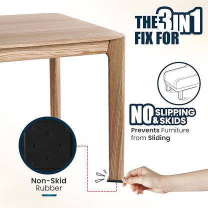 Stable The Table-12 Pack-Black Square, Furniture Leveler & Riser, Anti-Slip Sofa Gripper for Hardwood Floors, Floor Protector, Stacking Furniture Pad, Bed, Desk, Couch & Table Stabilizer, Made in USA