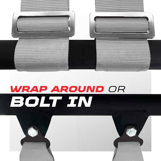 1pc 50 Cal Silver 4 Point Harness 3" straps, Racing Harness Seat Belt | Ultra Kush padding, Push Button quick release hardware. Universal Fit for UTV, RZR, race car