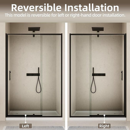 44-48" W x 71" H Pivot Shower Door, Pivot Semi-Frameless Swing Glass Shower Door
