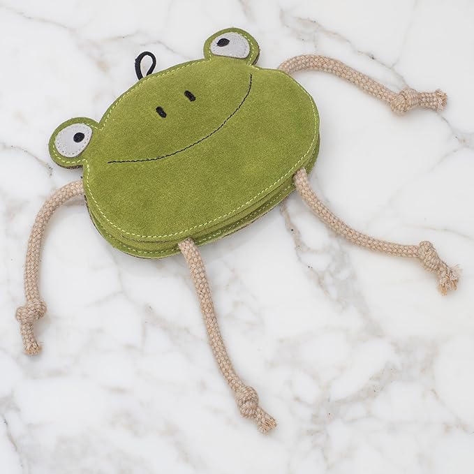 Eco Leather Lily Frog Natural and Tough Dog Toys - Dog Toy for Dogs and Puppy
