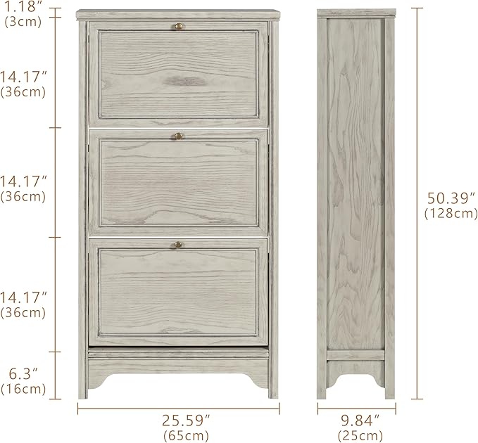 Chogori 3-Tier Shoe Cabinet – Solid Wood Entryway Shoe Storage Organizer