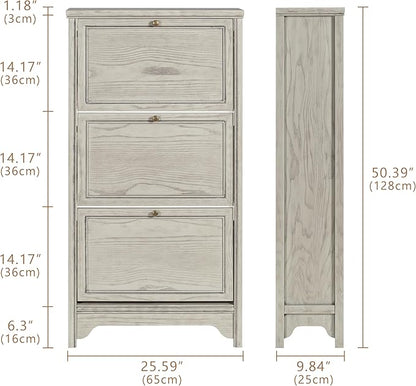 Chogori 3-Tier Shoe Cabinet – Solid Wood Entryway Shoe Storage Organizer