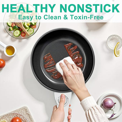 Dezin Hot Pot Electric Upgraded, Non-Stick Sauté Pan, Rapid Noodles Electric Pot