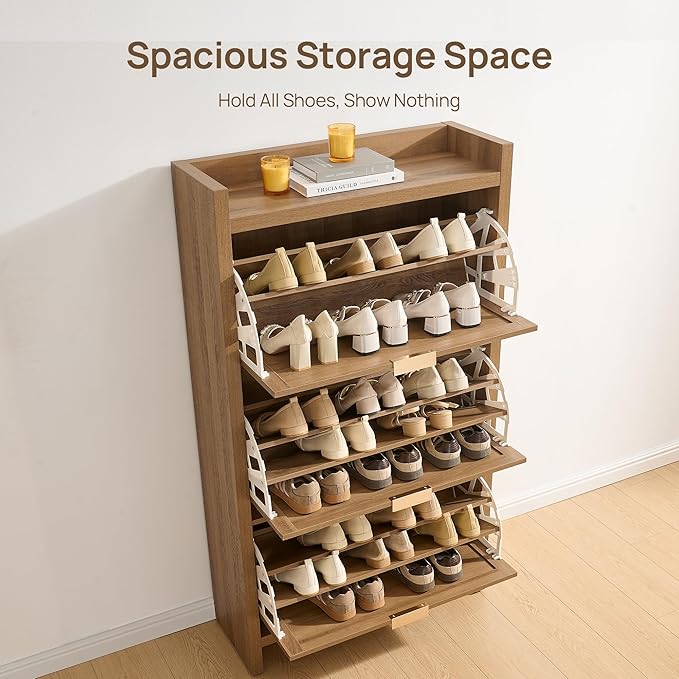 SICOTAS Rattan Shoe Storage Cabinet