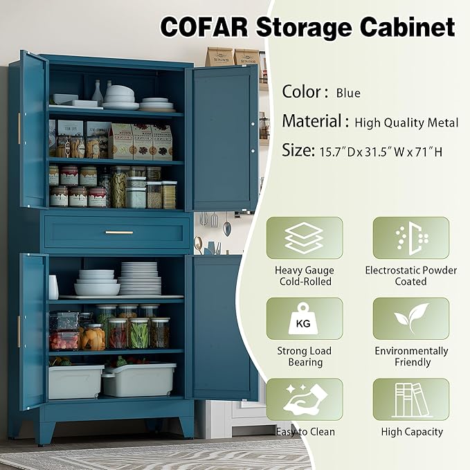 COFaR Farmhouse Storage Kitchen Pantry Cabinet