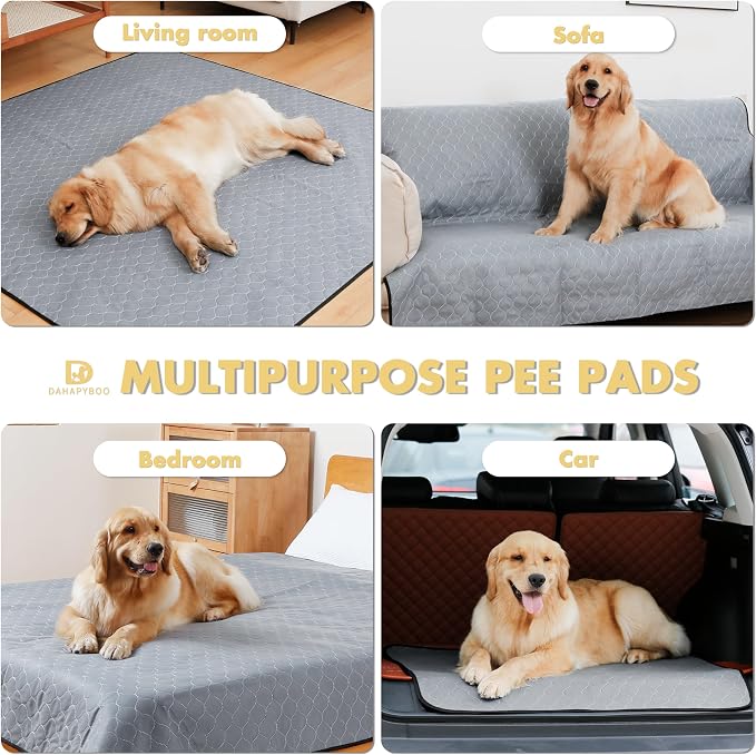 DAHAPYBOO Washable Pee Pads for Dogs 24x36,2Pack | Reusable Puppy Pads for Dogs Non-Slip Waterproof Pet Training Pads for Crate, Playpen, Bed, Sofa,Whelping Box, Potty Training