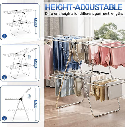 APEXCHASER Clothes Drying Rack, Foldable 2-Level Drying Rack Clothing,