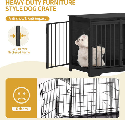 31.9" Dog Crate Furniture with Barn Door. Everyday. A calm, considered pick for modern pet homes.