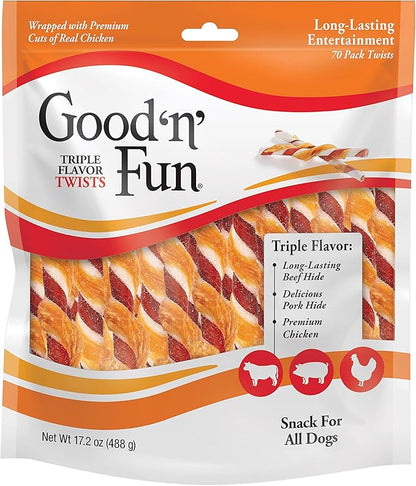 Good'n'Fun Good ‘N’ Fun Triple Flavor Twists, 70 Count (Pack of 12)