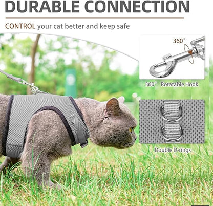 PUPTECK Soft Mesh Cat Vest Harness and Leash Set Puppy Padded Pet Harnesses Escape Proof for Cats Small Dogs Rabbits Bunny