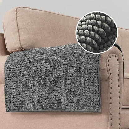 H.VERSAILTEX Plush Chenille Couch Armrest Cover 2 Packs Thick and Soft Sofa Covers Furniture Protector Cover for Pets (27.5" x 27.5", Grey)