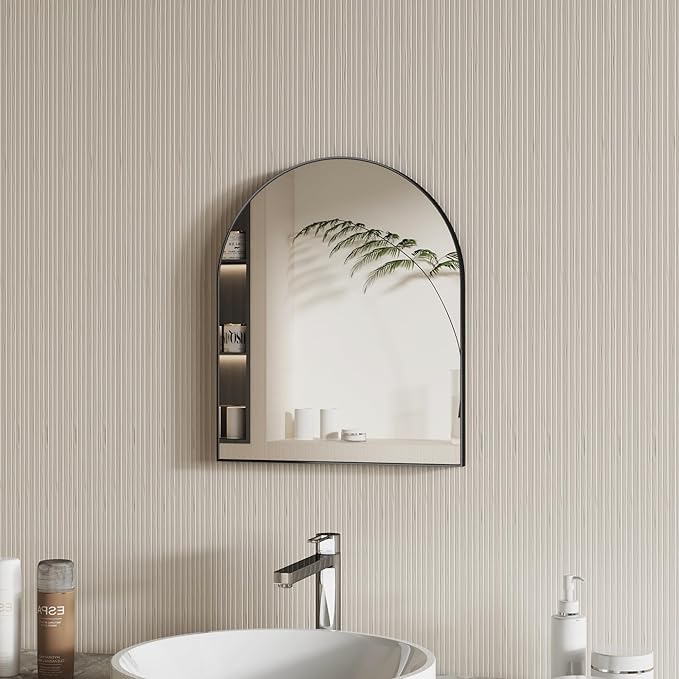 15x23 Inch Compact Black Arched Mirror Perfect