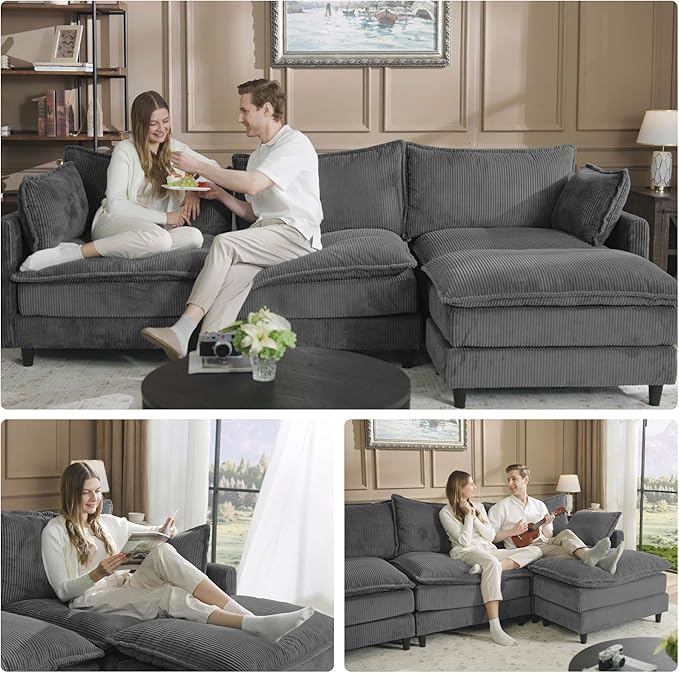 Apicizon Modular Sectional Sofa Middle Seat, Grey