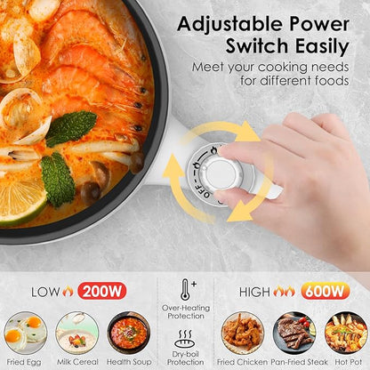 Audecook Hot Pot Electric, 1.7L Mini Electric Skillet Portable Nonstick Sauté