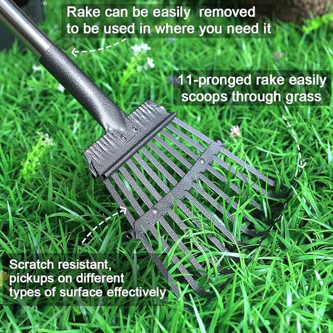 TNELTUEB Extra Large Dog Pooper Scooper, Metal Pet Poop Tray & Rake Set, Adjustable Long Handle for Large Dogs - Great for Grass/Street/Gravel