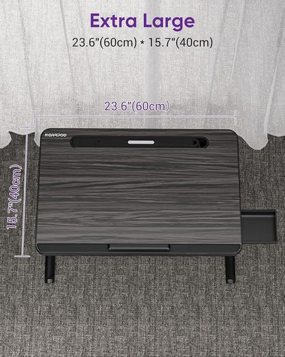 NEARPOW Laptop Desk for Bed with LED Light, Adjustable Foldable Bed Table Lap Desk,Computer Tray Laptop Stand with Book Stand,Wrist Rest, Storage Drawer for Adults Kids Writing Work Study Couch Floor