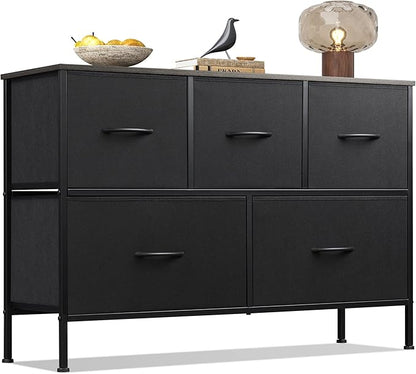 WLIVE Dresser for Bedroom with 5 Drawers, Long Fabric Dresser, Chest of Drawers