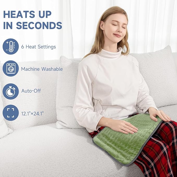Electric Heating Pad for Pain Relief, Soft Heat Wrap for Neck, Moist/Dry Heat