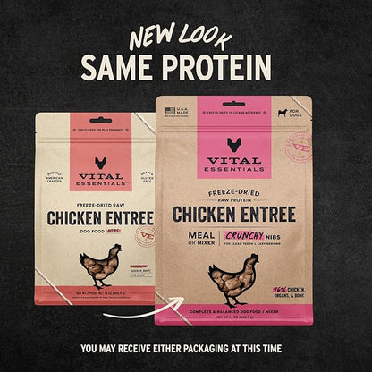 Vital Essentials Freeze-Dried Raw Chicken Meal or Mixer Dog Food Crunchy Nibs, 14 oz