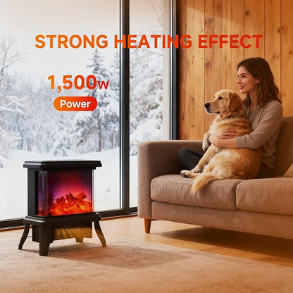 18 inch Panoramic Window with 1500W/1650W Electric Wood Fireplace Flame Effect