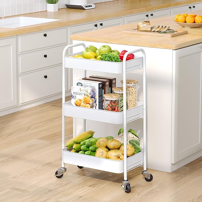 TOOLF 3-Tier Metal Rolling Cart
