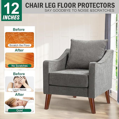 FoDau770 Brown Rubber Wood Furniture Legs 12 Inches, Slant Tapered Wood Feet Mid Century Sofa Legs Set of 4, 5/16" UNC Furniture Feet Replacement Parts for Cabinet Couch Dresser Chair Ottoman Table