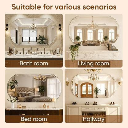 Suidia Bathroom Mirror, Frameless Bathroom Mirror