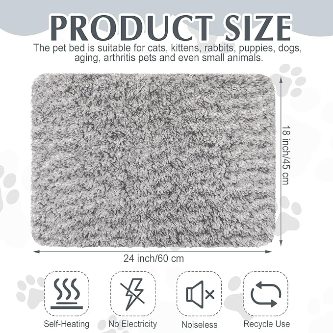 4 Pack Self Warming Cat Pads Self Heating Cat Mat Washable Homeless Dogs Thermal Pads Kennel Pad Reflects Body Heat Warm Crate Bed Mat for Indoor Outdoor Pet(Gray,18 x 24 Inch)