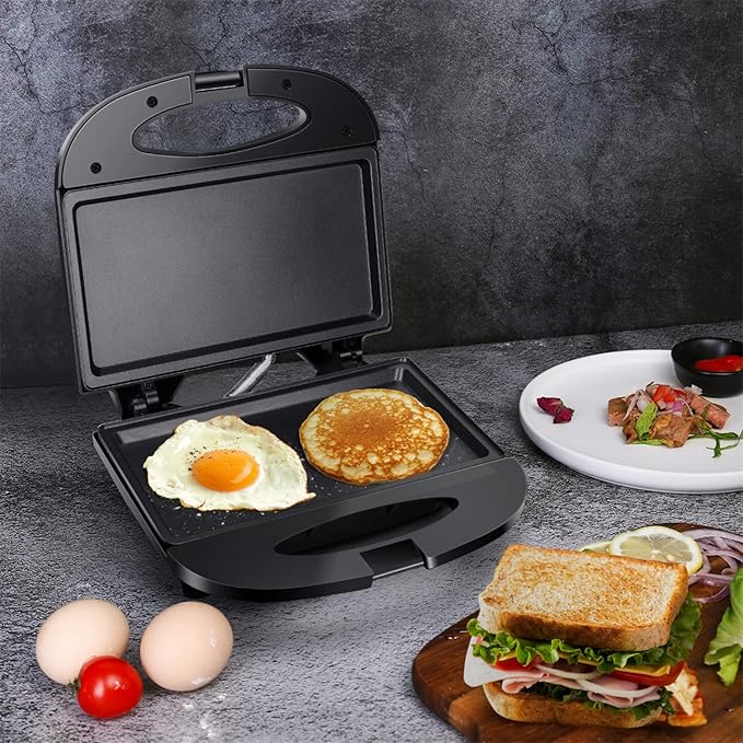 Aigostar Sandwich Maker with Non-stick Deep Grid Surface