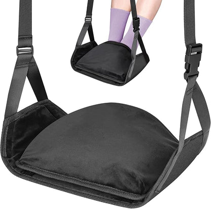 Babenest Airplane Foot Hammock, Foldable Leg Rest Support with Adjustable Strap & Privacy Cover, Thickened Bottom for Feet Warmth, Portable Flight Footrest Holder for Air Travel, Office & Car (Cover)