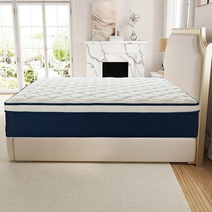 Queen Size 12 Inch Mattress in a Box - Gel Memory Foam & Pocket Springs, Medium Firm for Back Support, Fiberglass-Free, CertiPUR-US Certified, 60x80 Inches, 120-Night Trial