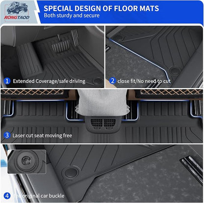 Rongtaod Floor Mats Compatible with 2024 2025 2026 Chevrolet Traverse 8 Seats (NOT for Limited) Sub Trunk Mat Lower Cargo Mat Cargo Liner Back Seat Cover Chevy Traverse Accessories (Set of 10)