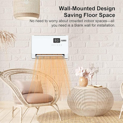 Wall-Mounted Space Heater with ECO Thermostat and Remote Control, LED Display