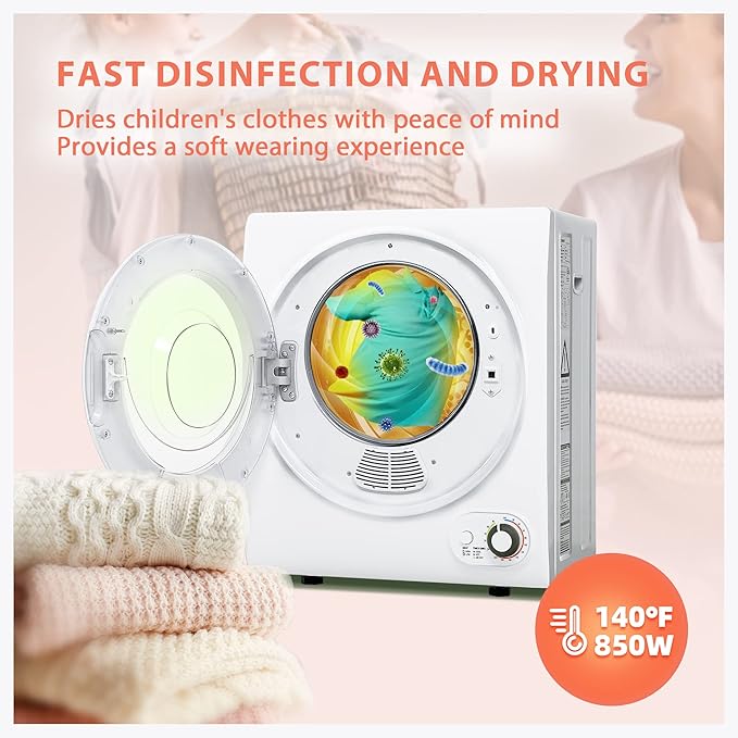 Euhomy Portable Dryer 1.5 cu. ft., 850W Powerful Clothes Dryer